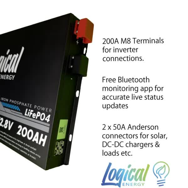 NZ Logical 200AH 650mm Slimline 4×4 LiFePO4 Lithium Battery
